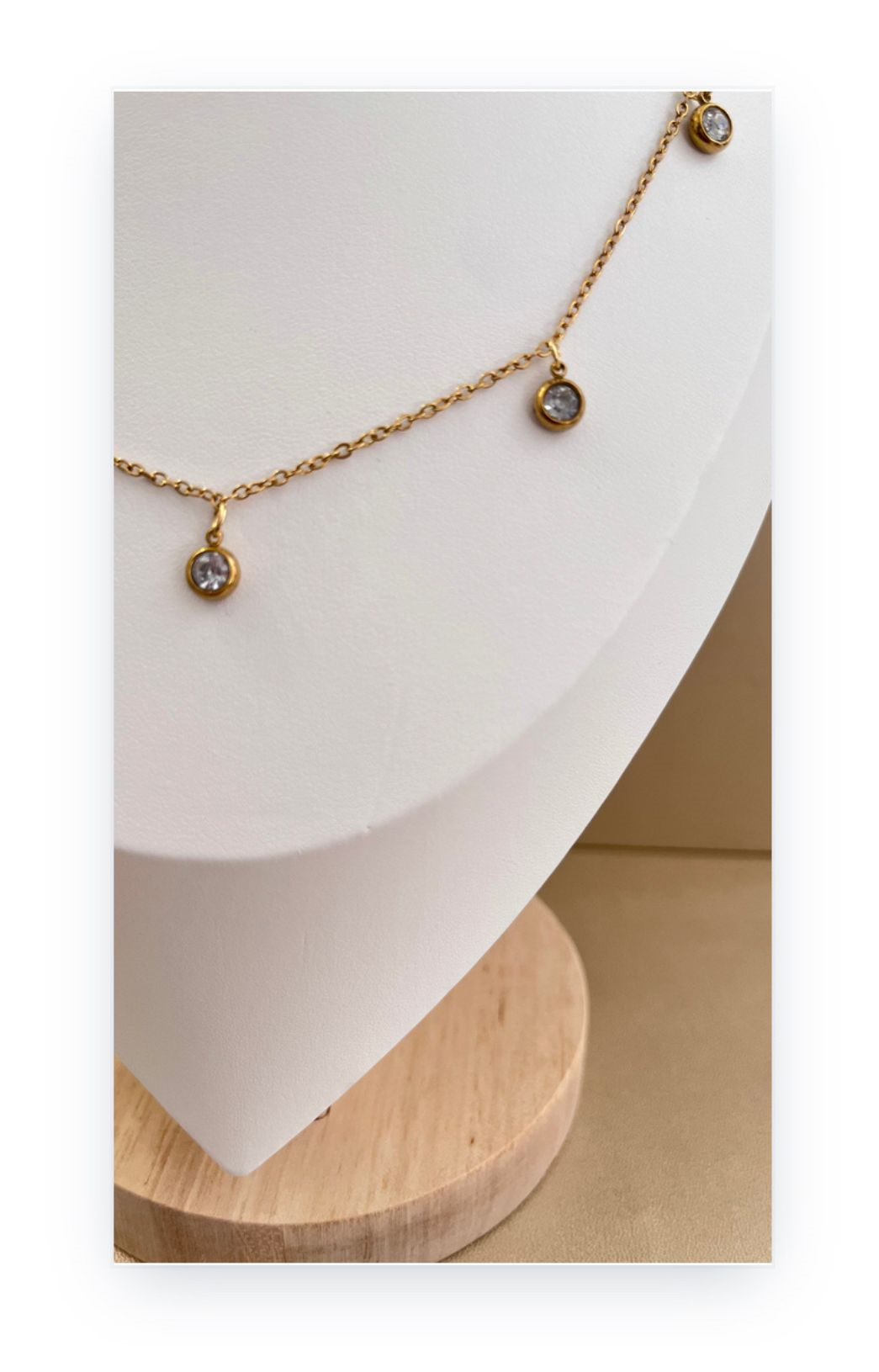 Stainless steel- 18k gold plated Cubic Zirconia synthetic Charms Necklace