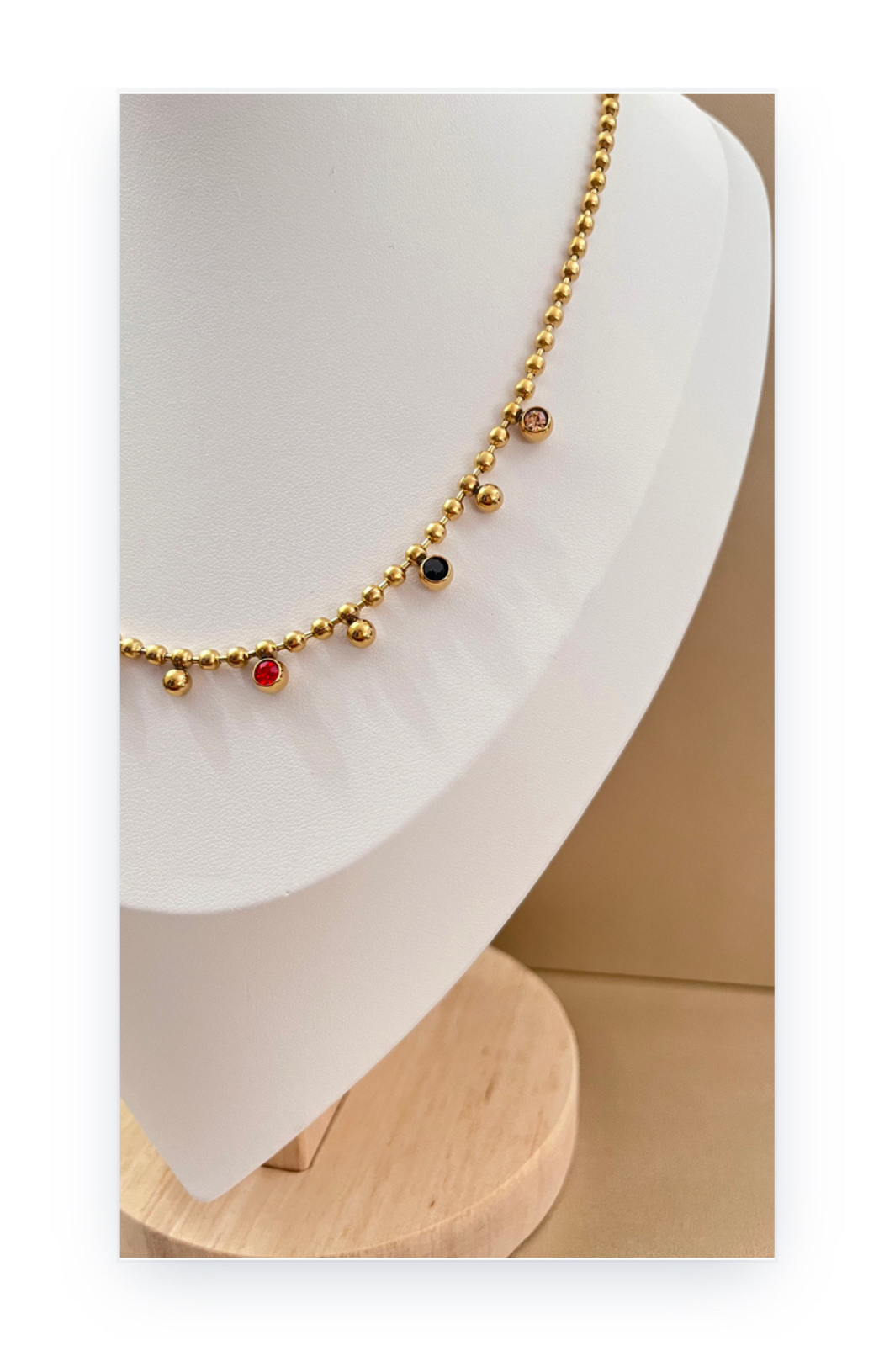 Stainless steel 18k Gold Plated with Imitation Stone Charm necklace