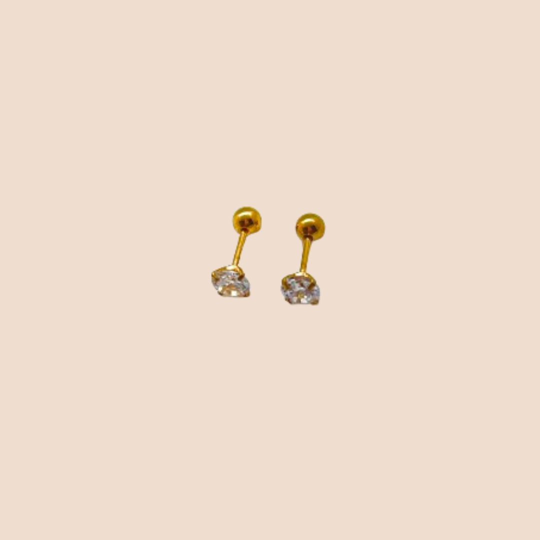 Retro Stainless steel- Zircon Stud Earrings