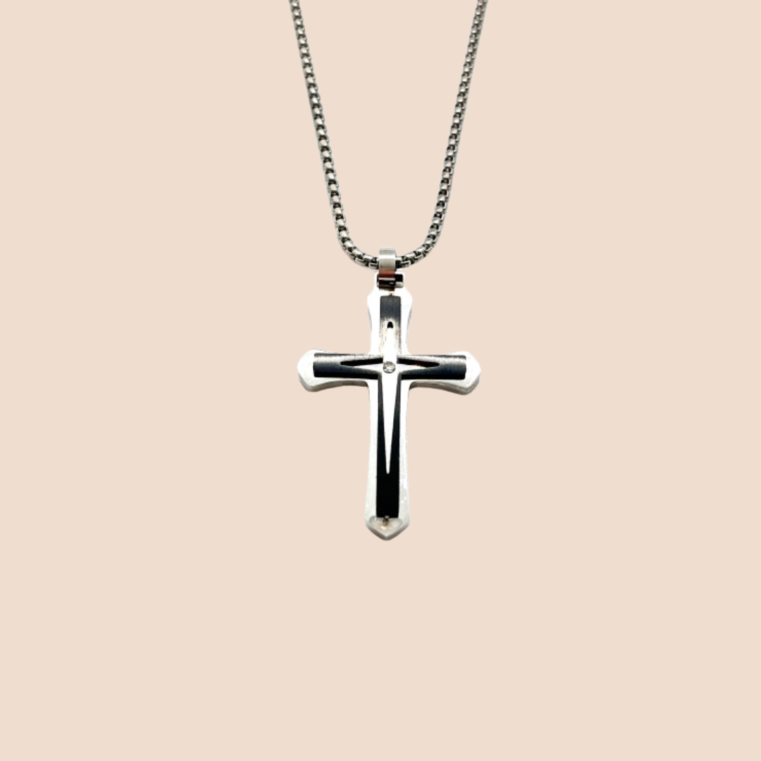 Titanium Steel Chain with Cross Pendant – Urban Hip Hop Style for Men