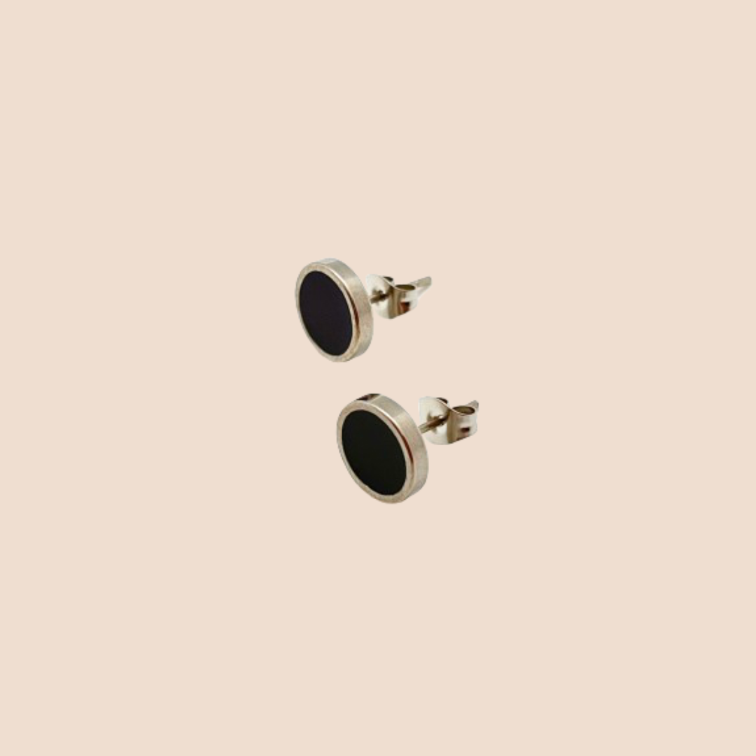 Black stainless steel stud earring for Men