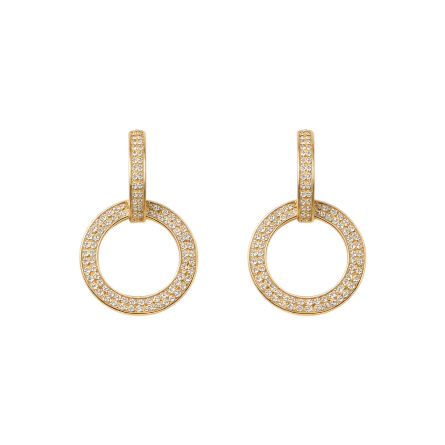 Gold-Plated Copper Ear Studs with Zircons inlay