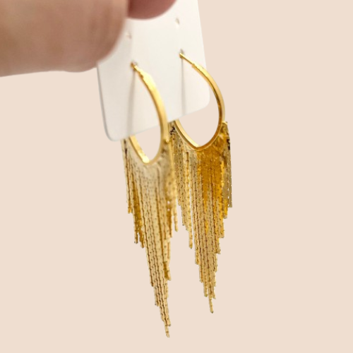 Long earrings plated in 18k gold, copper