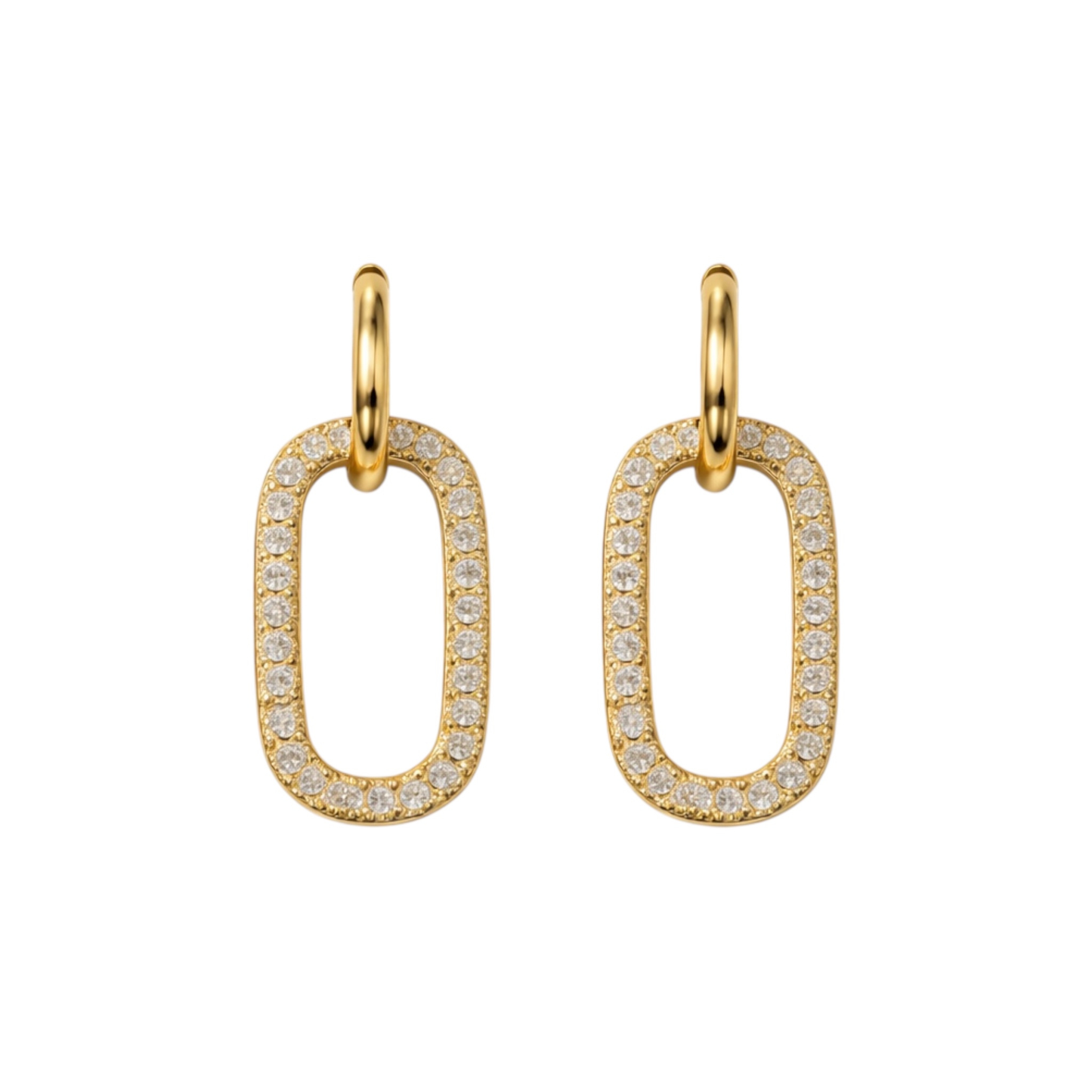 Earrings with zircons, 18k Gold plated copper