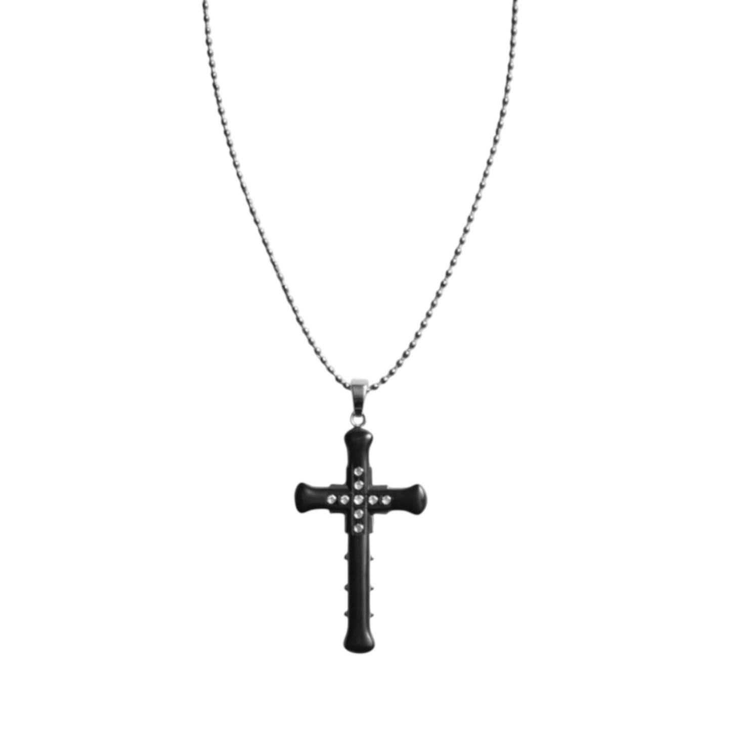 Stainless Steel Tassel Chain with Vintage Cross Pendant