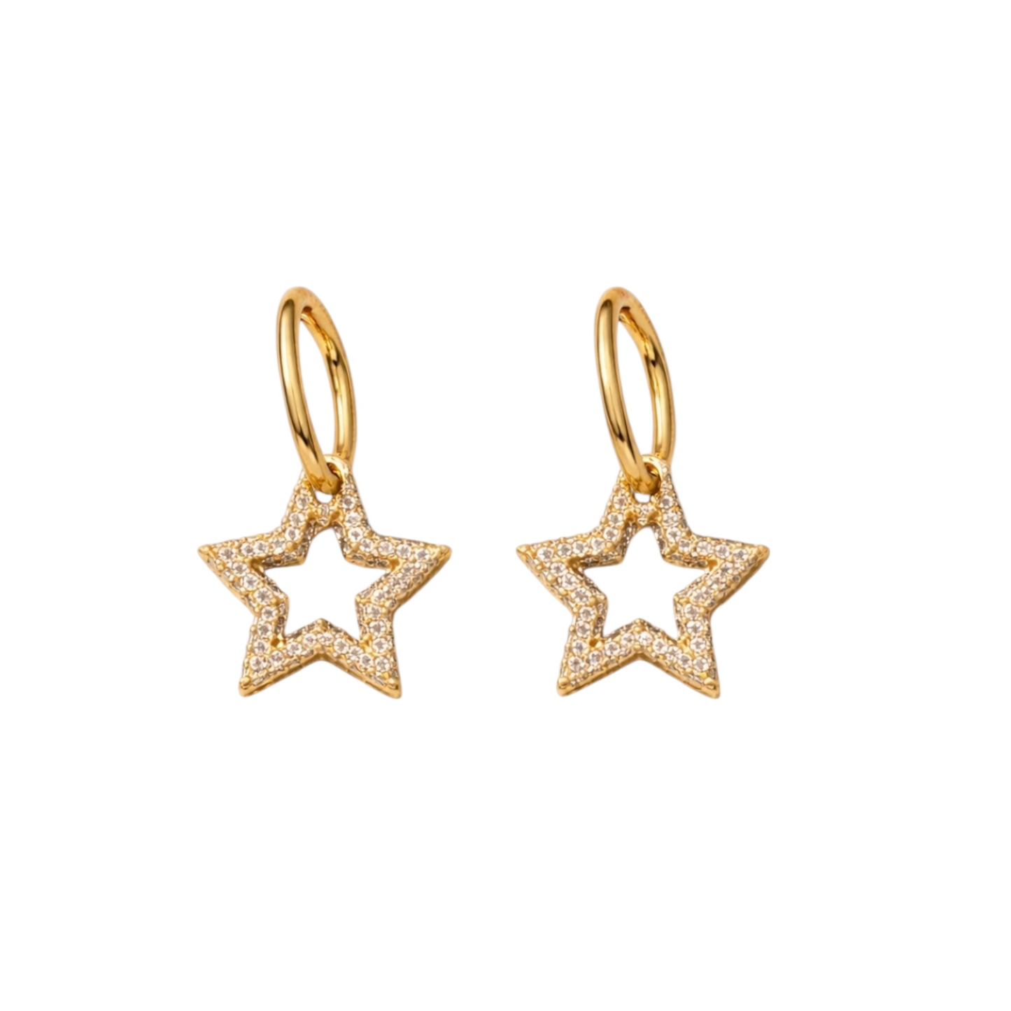 Hoop Earrings with Star and Cubic Zircon