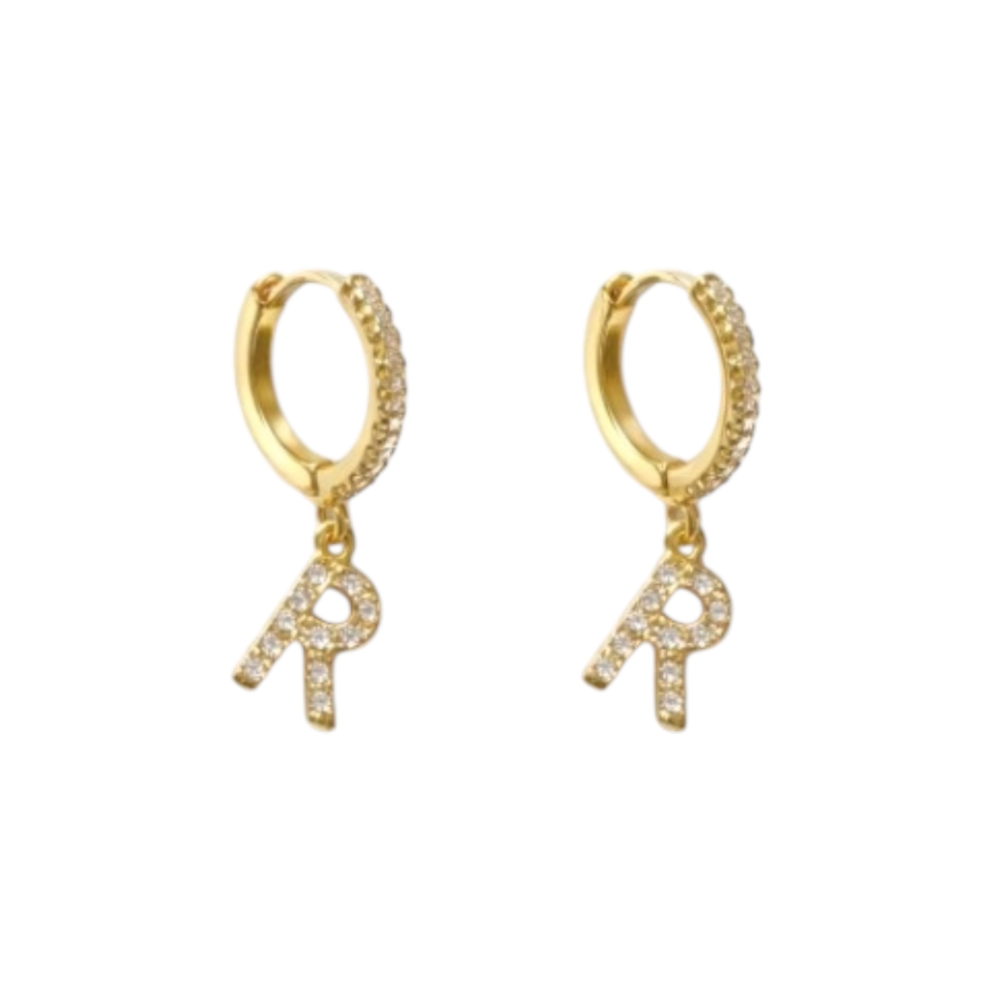 Gold-Plated Hoop Earrings with Initial Letter