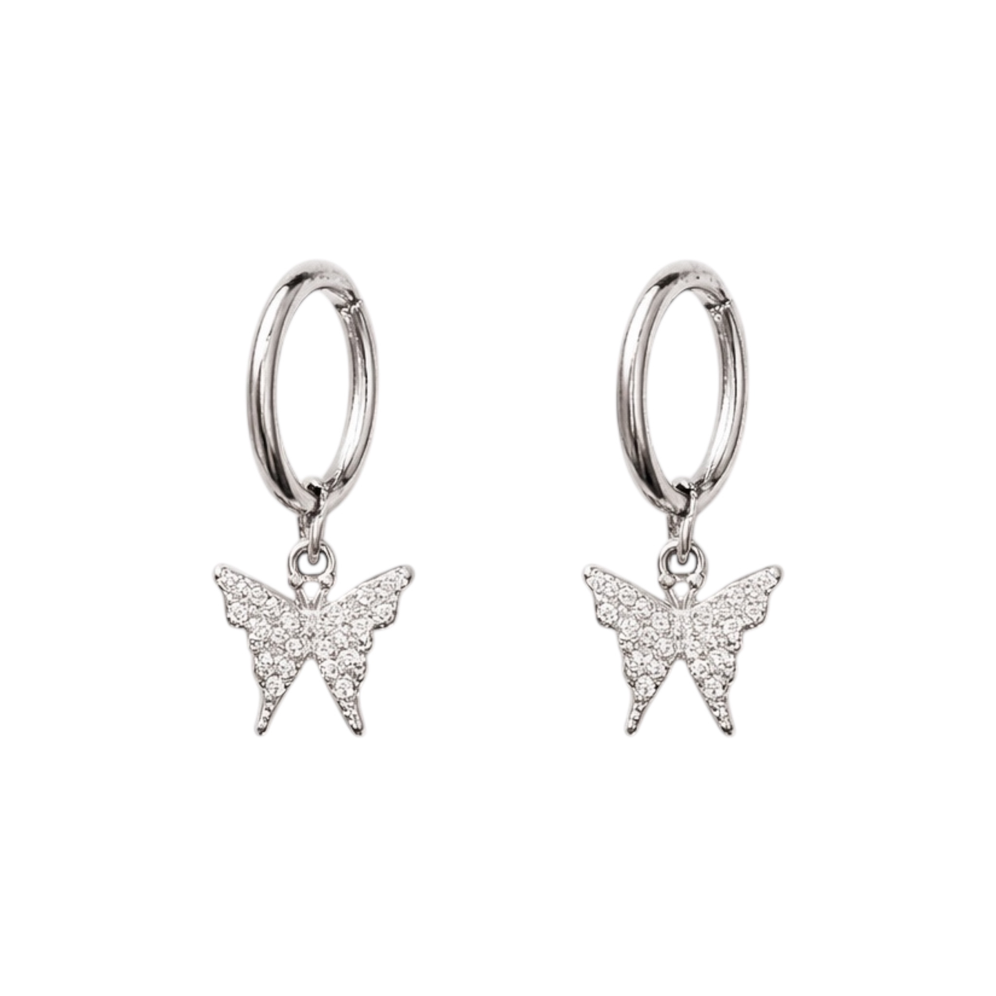 Butterfly Hoop Earrings in Sterling Silver