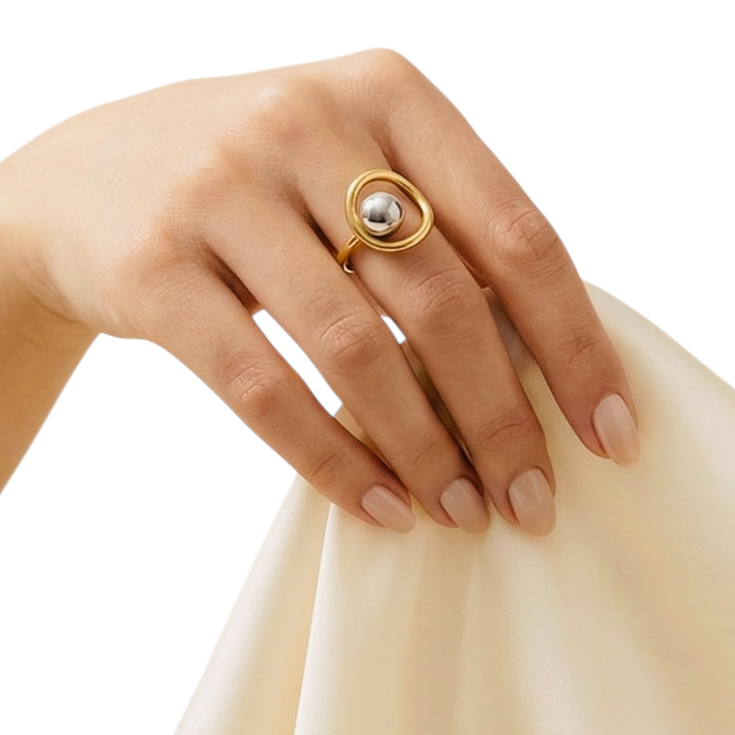 Adjustable Tassel Ring with Oval Charm