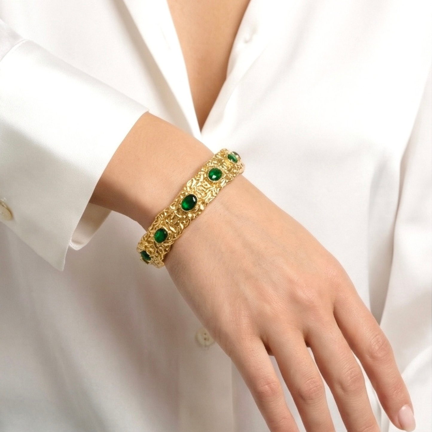 Gold-Plated Stainless Steel Open Bangle Cuff Bracelet