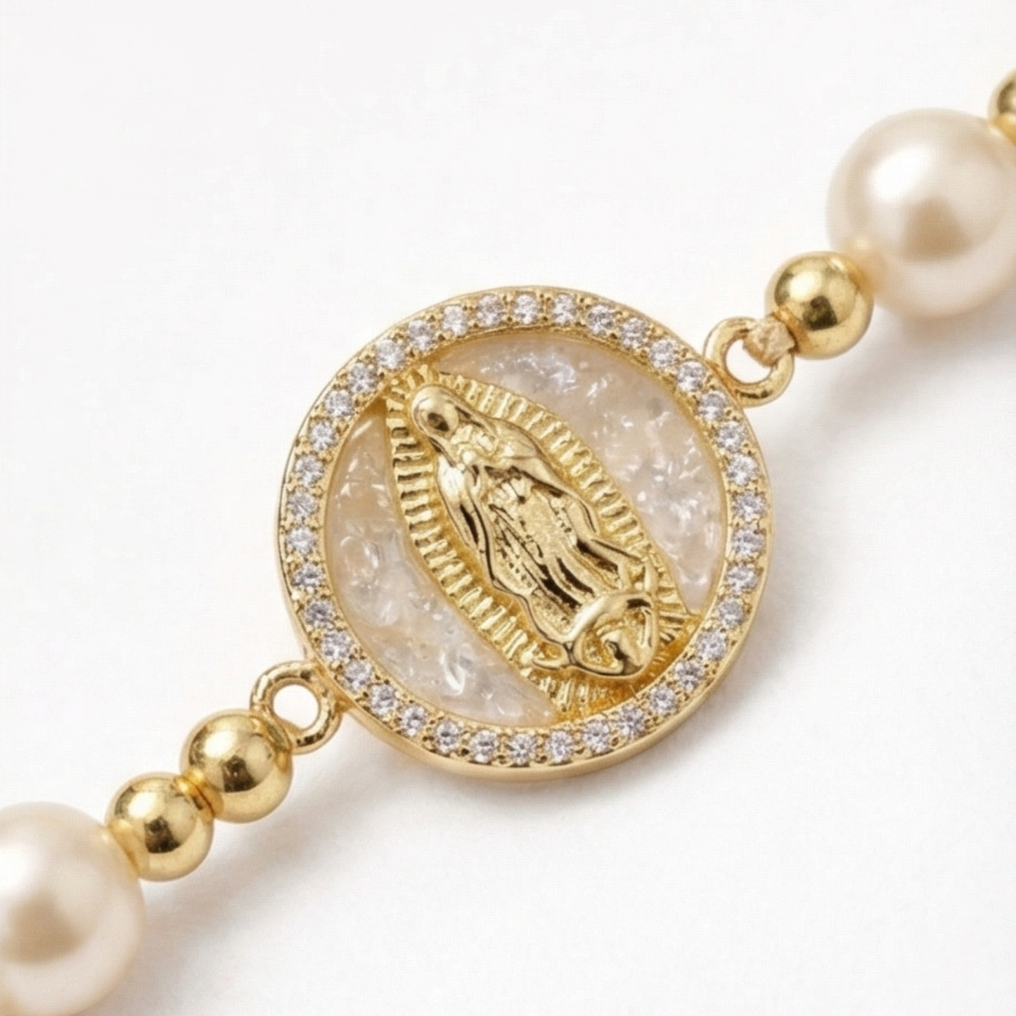 18K Gold-Plated Copper Beaded Bracelet with different Charms