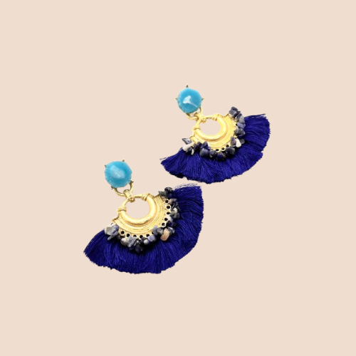 Handmade Fan-Shaped Drop Earrings