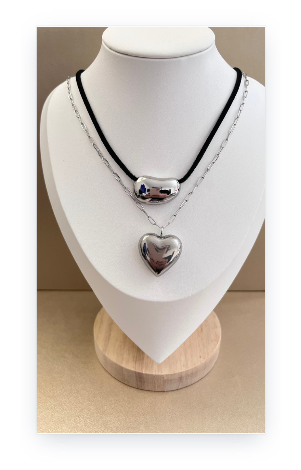 Set 2 pcs Stainless steel chain necklaces with charms