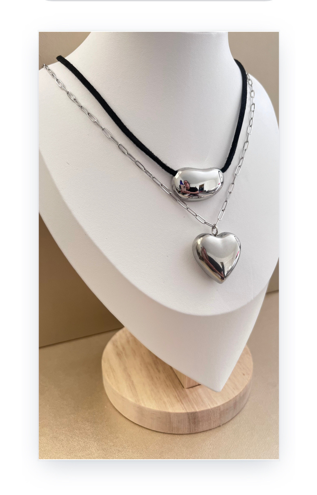 Set 2 pcs Stainless steel chain necklaces with charms