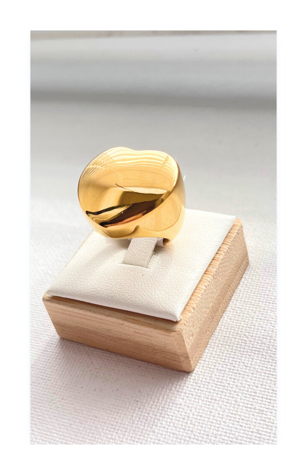 Heart-shaped plated in 14k gold over stainless steel ring