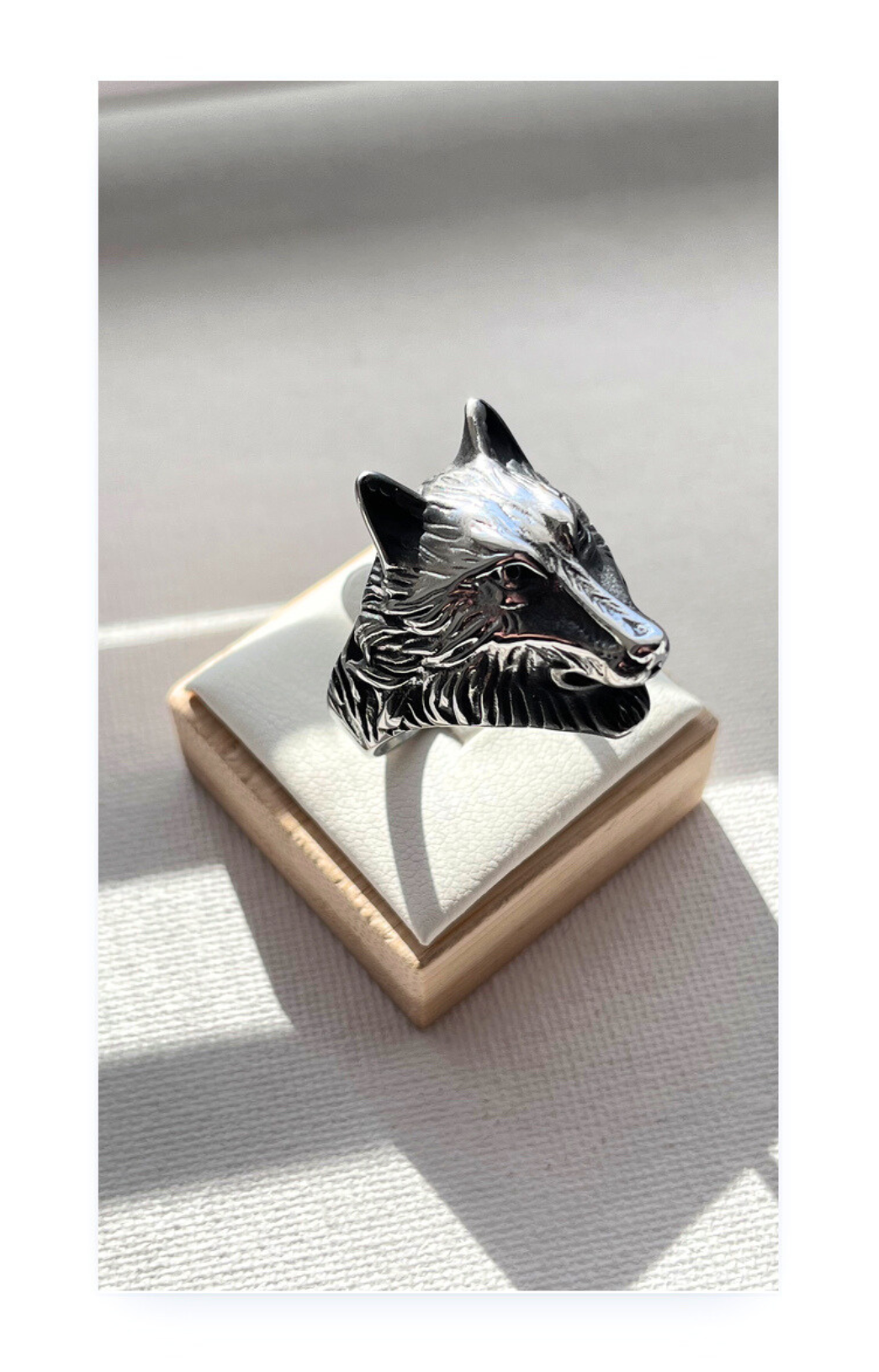 Retro Urban Stainless Steel Wolf Ring for Men