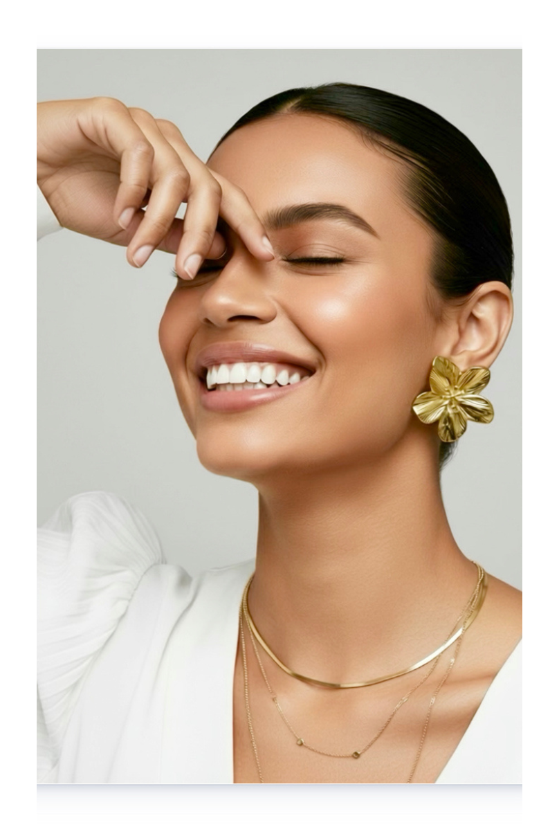 Stud Flower Earrings in Stainless Steel, 14k Gold Plated