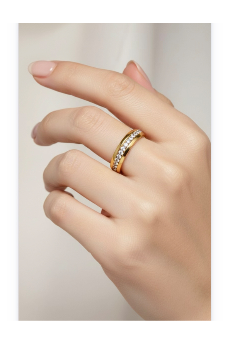 Gold-Plated Titanium Steel Band Ring