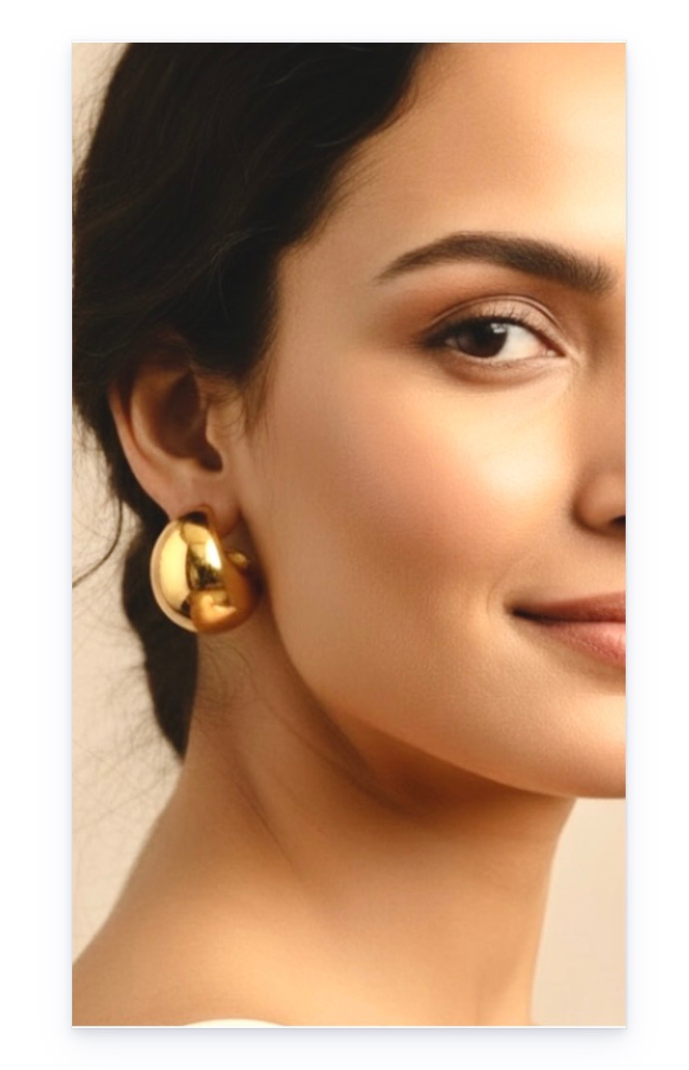 Stainless Steel 14k Gold-Plated Ear Studs