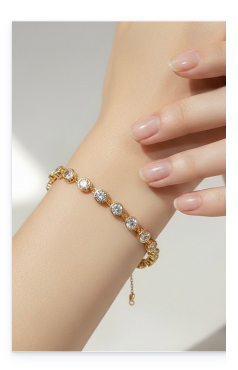 Copper and Gold-Plated Bracelet with Zircons