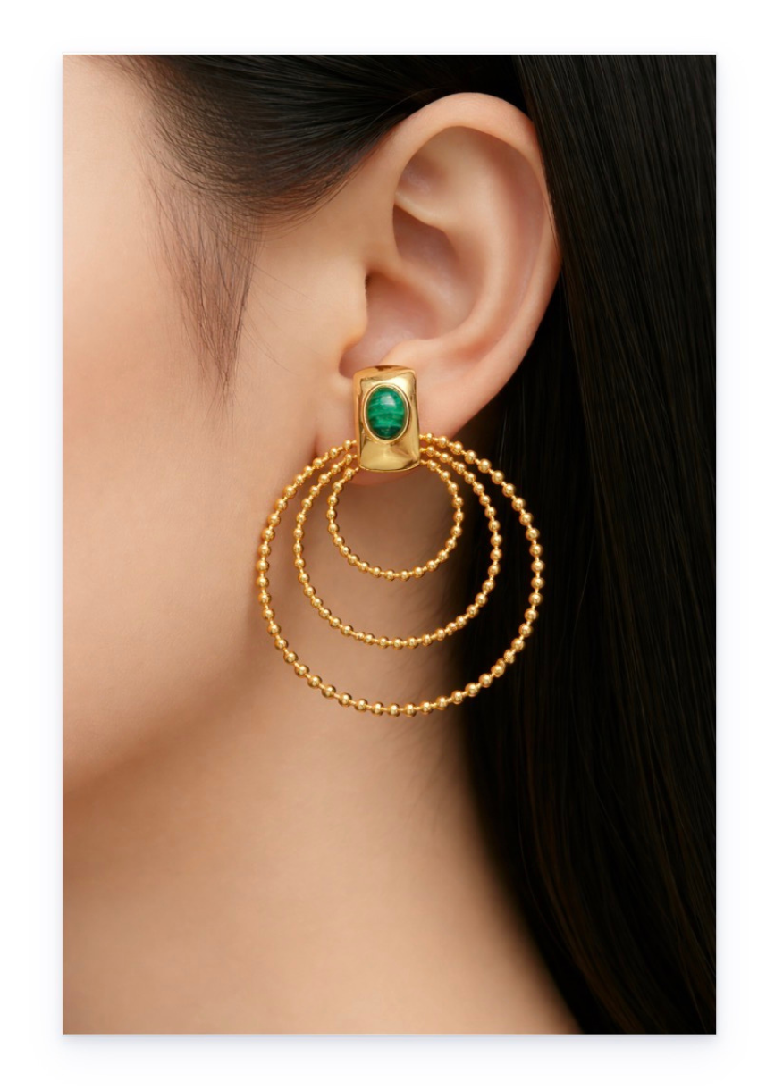 Stainless steel earrings, 18k gold plated