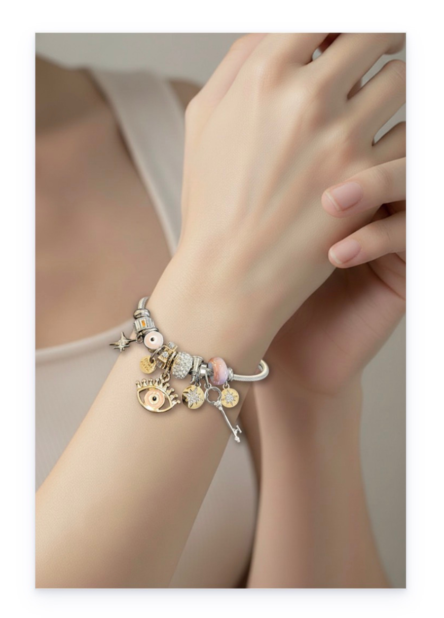 Evil Eyes Bracelet Bangle - Stainless Steel