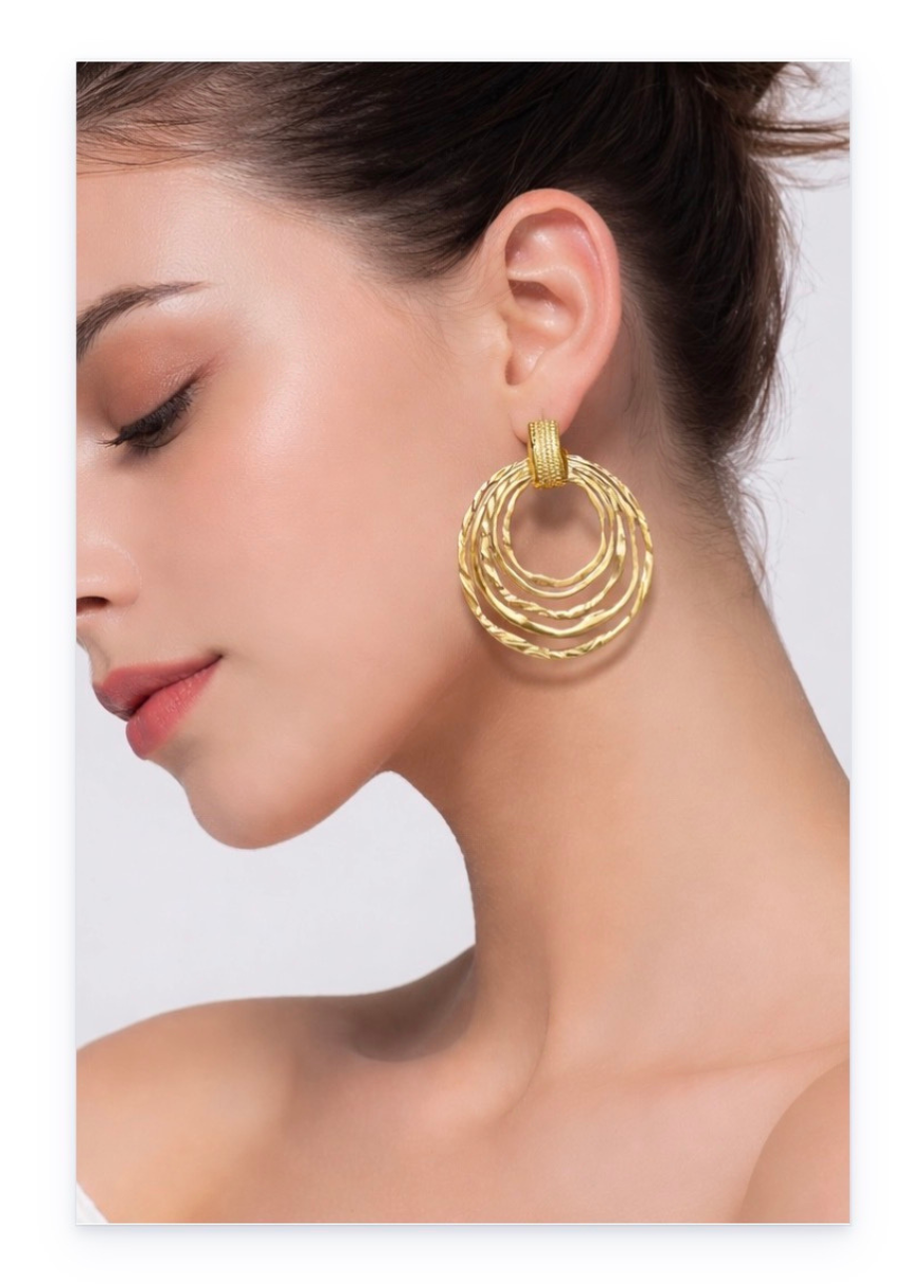 Gold-Laminated Round Stud Earrings