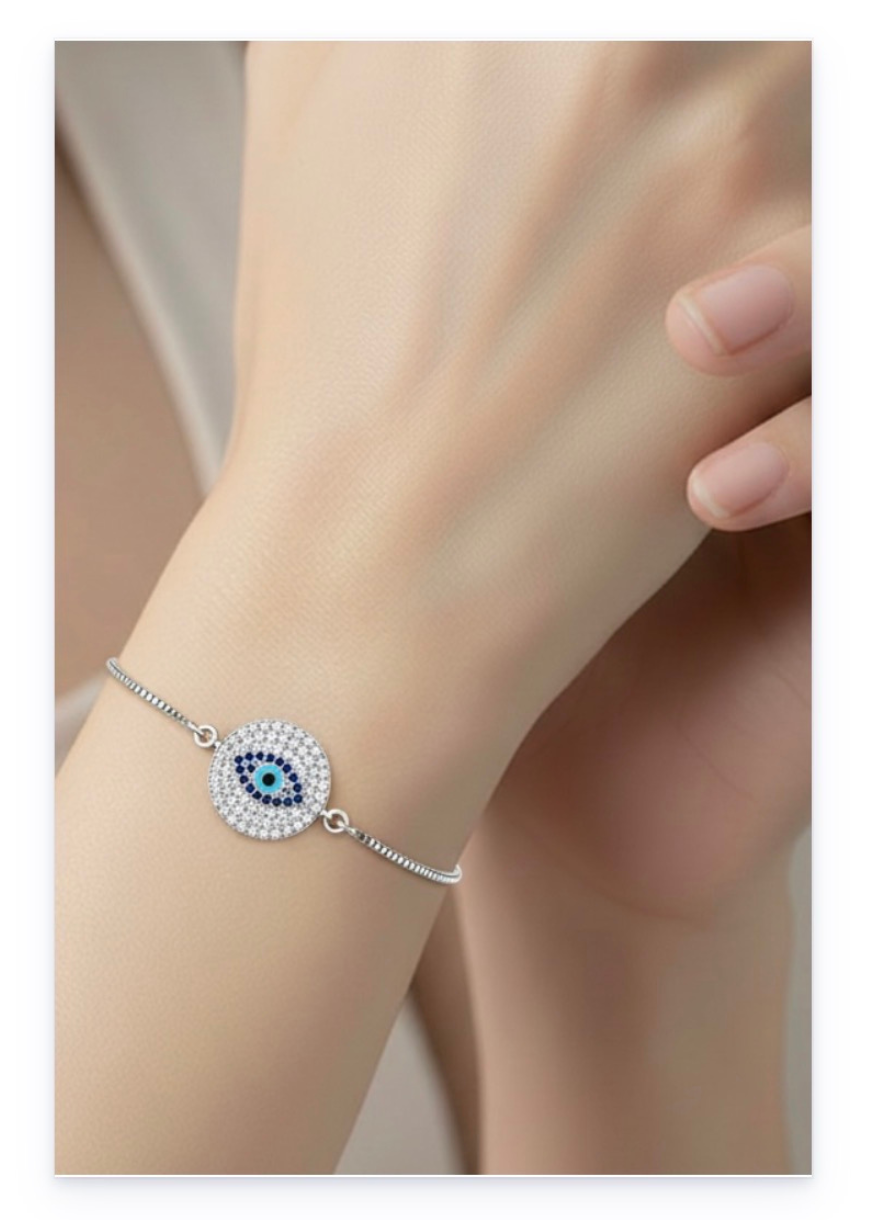 Chic Adjustable Bracelet with Evil Eyes Motif, 18k Gold-Plated Brass