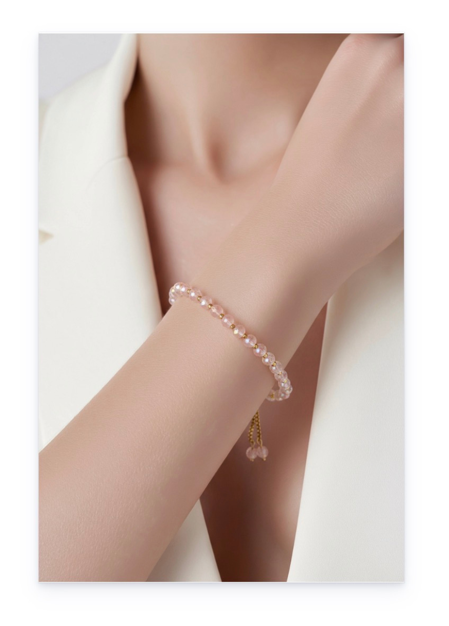 Stainless Steel Chain Bracelet with Artificial Crystals