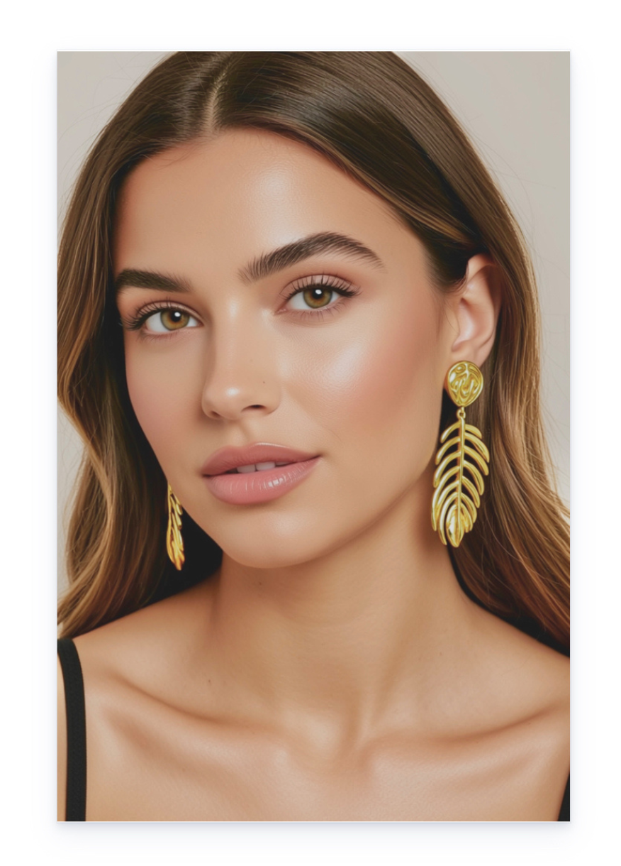 Long Abstract earrings, Stainless Steel, 18k Gold Plated