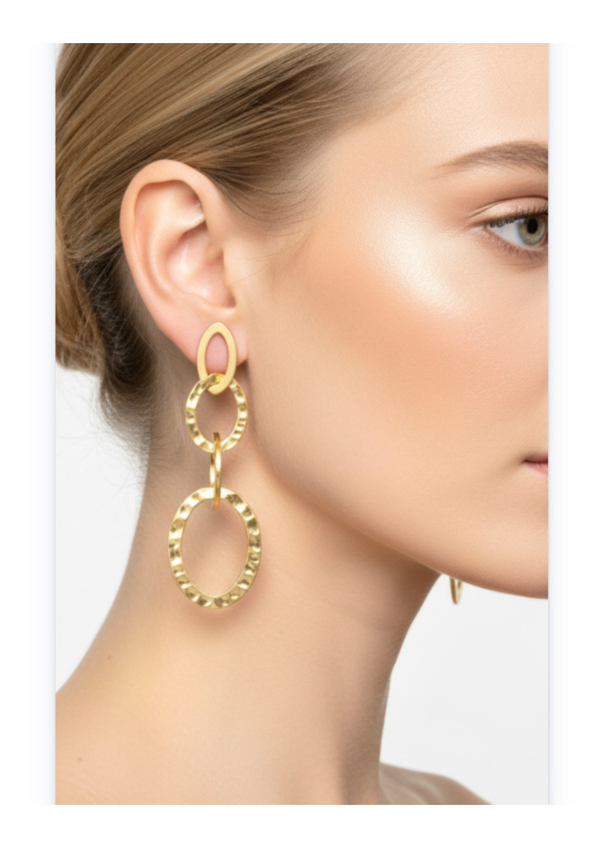 Drop Oval Earrings - Stainless Steel, 14k Gold Plated