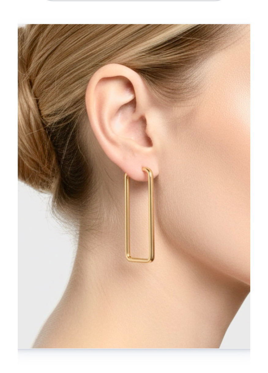 Gold-Plated-stainless steel Rectangular Hoop Earrings