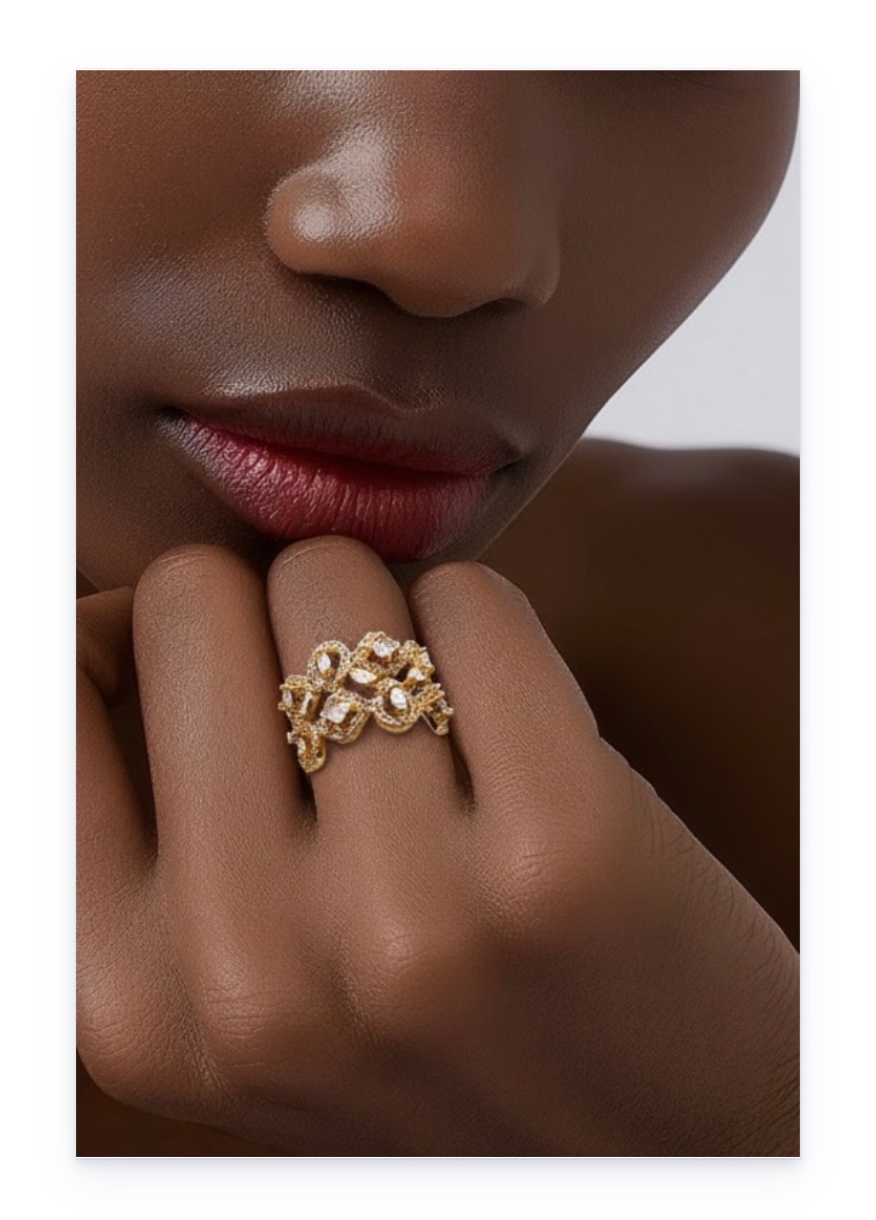 18K Gold-Plated Zircon Inlay ring