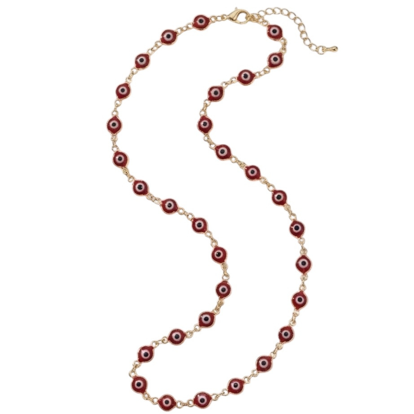 Gold-Plated Stainless Steel Red Evil Eye Necklace