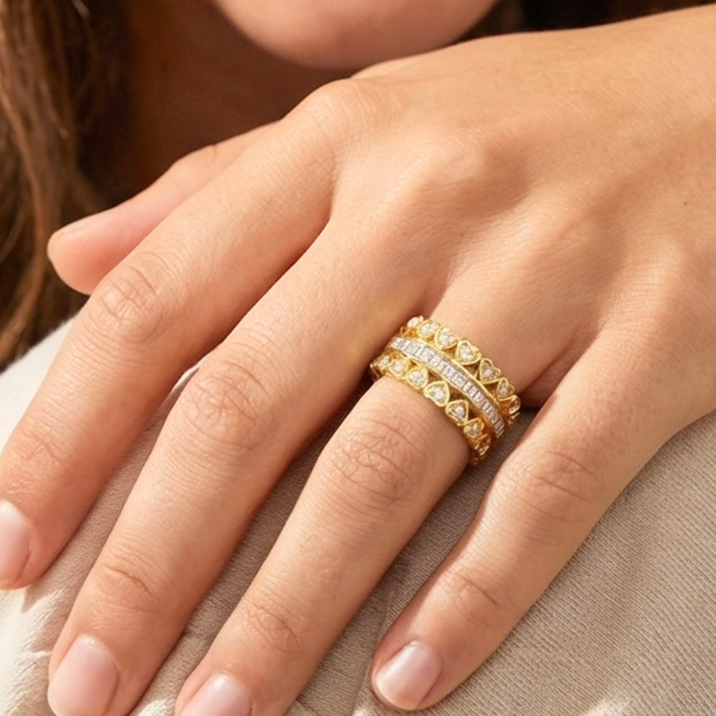 10K Gold-Plated heart-shaped ring
