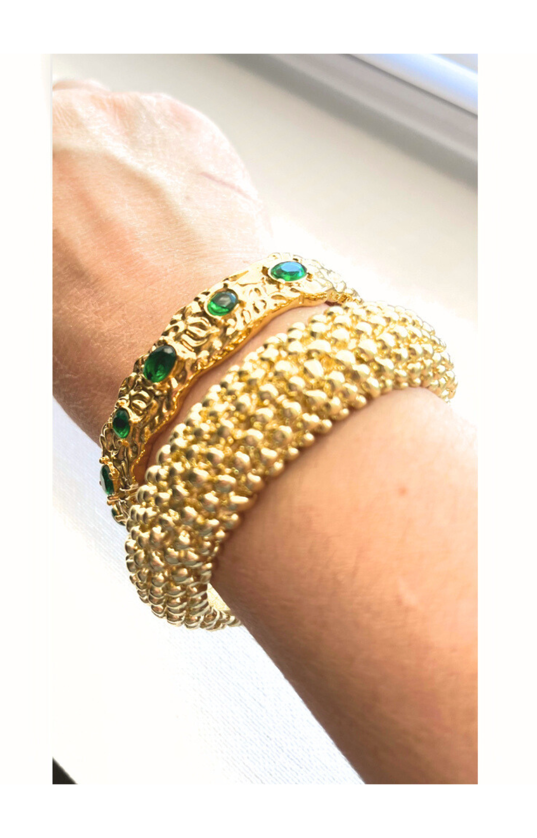 Gold-Plated Stainless Steel Open Bangle Cuff Bracelet