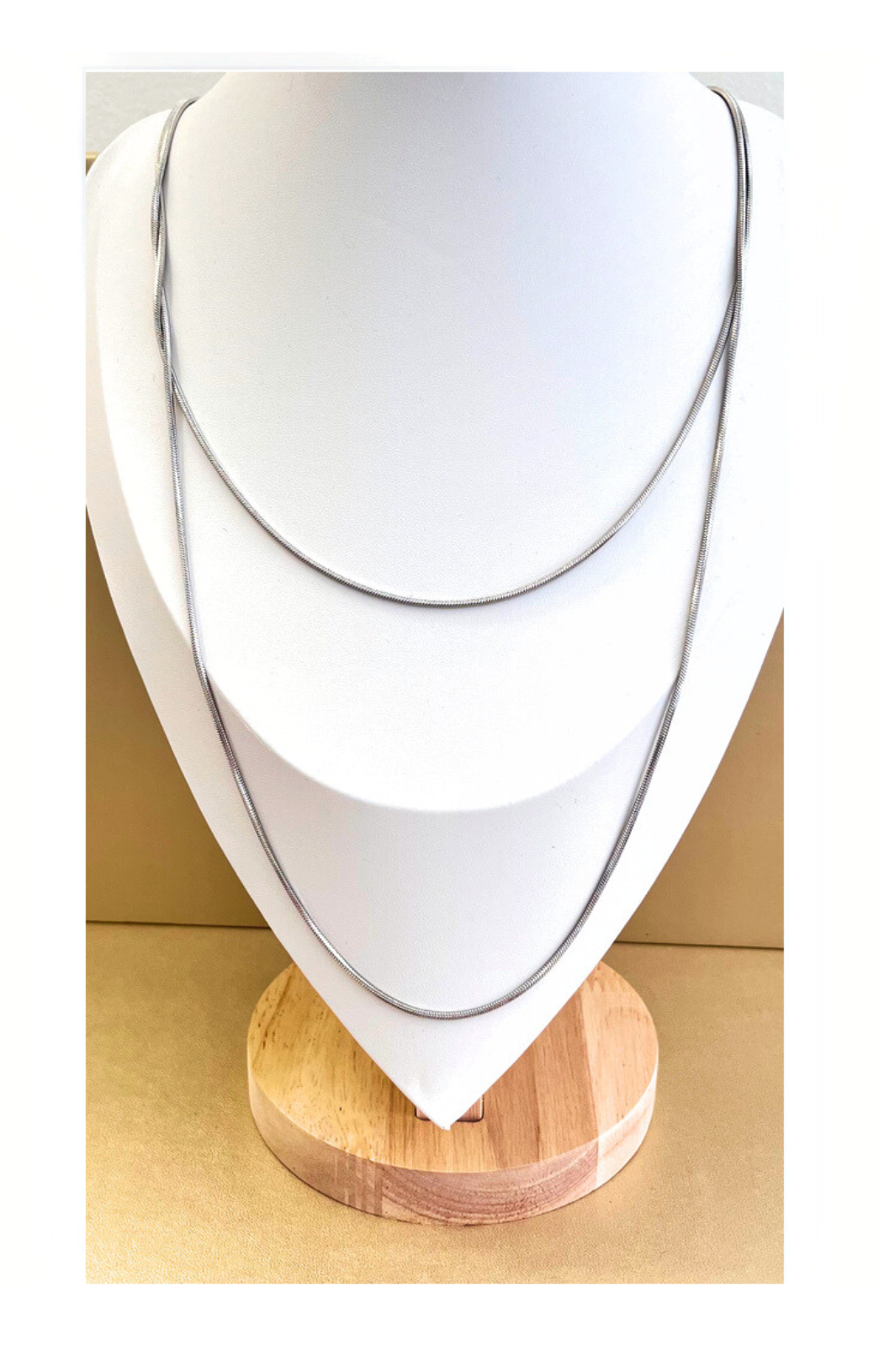 Layered Necklace Silver-Plated Stainless Steel base