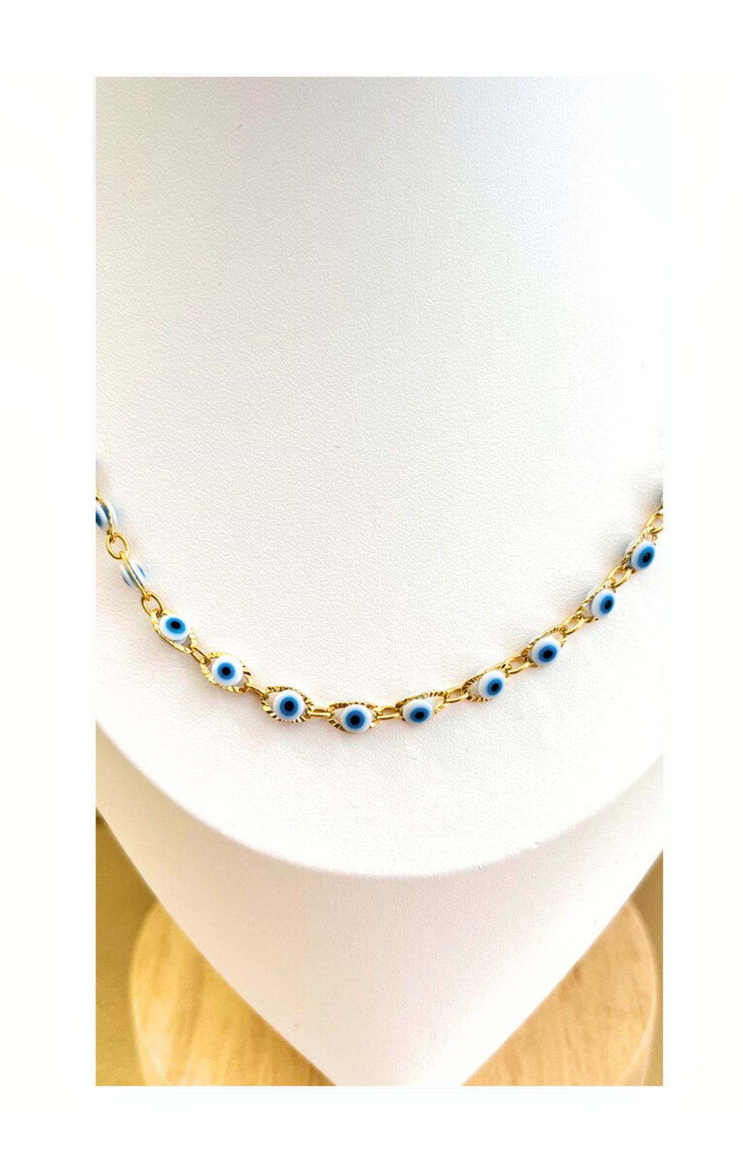 Blue-stainless steel Evil Eye Necklace