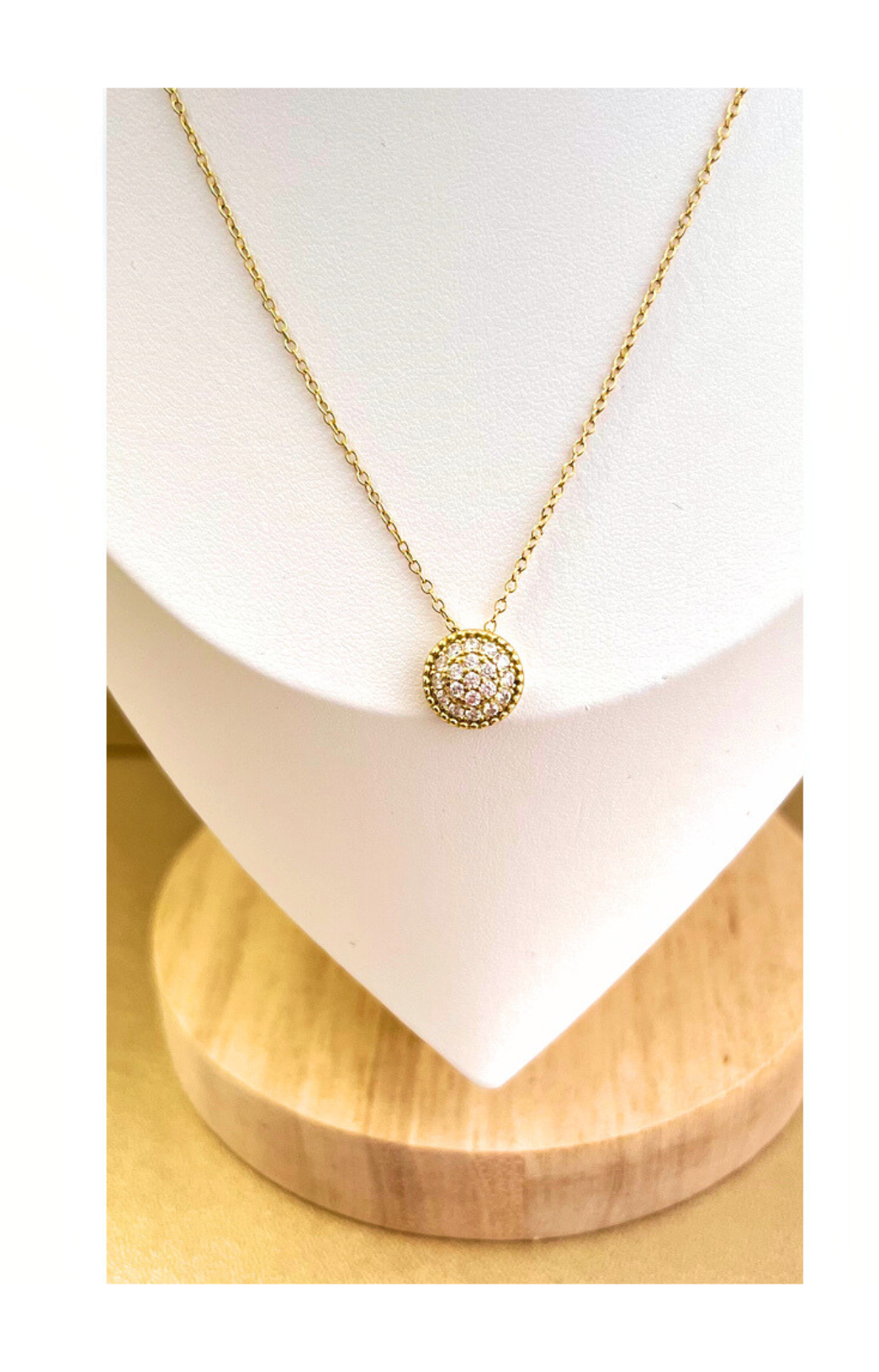 Round Sterling Silver Zircon Pendant Necklace