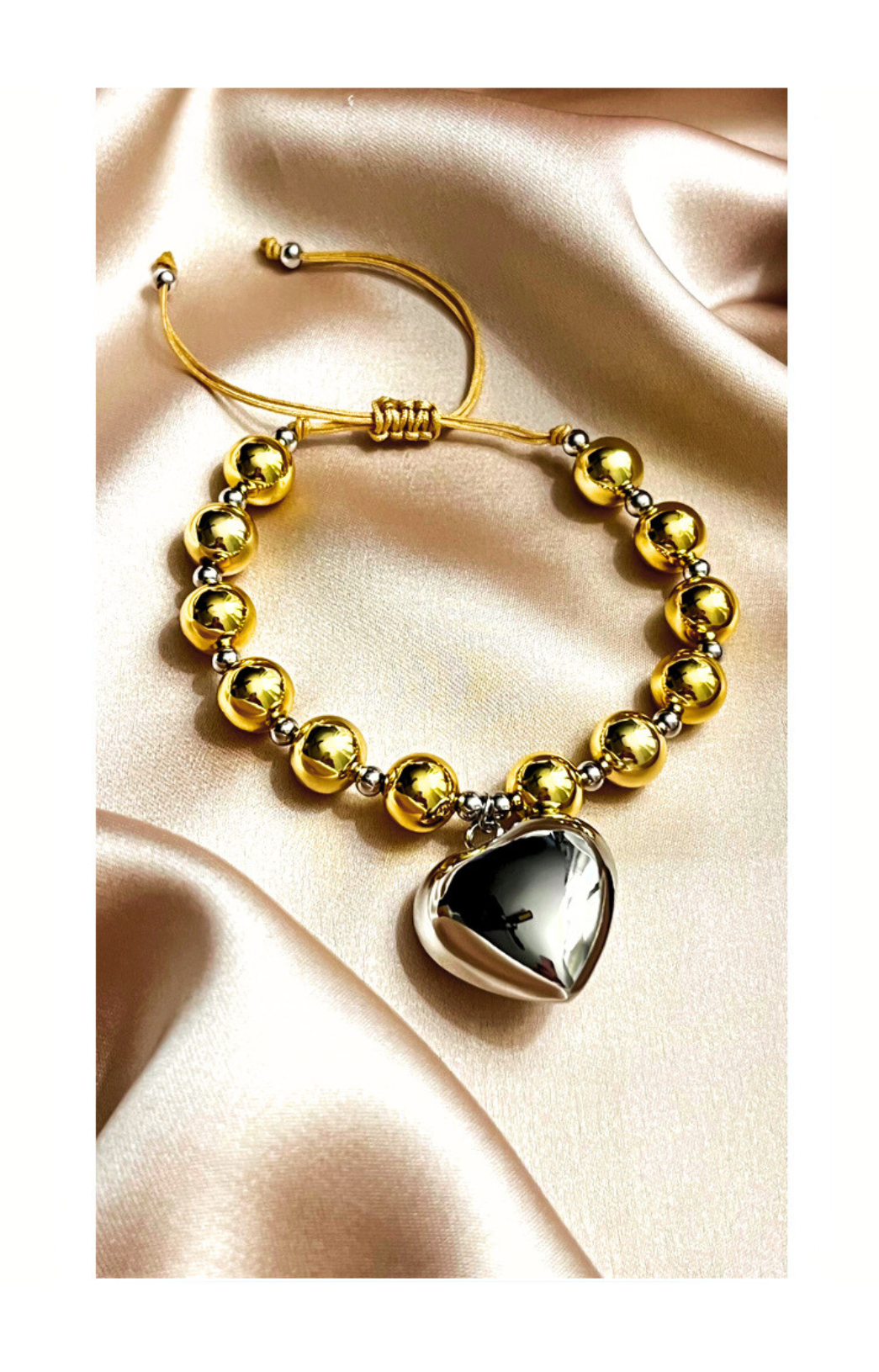 Titanium steel 18k Gold plated heart pendant bracelet