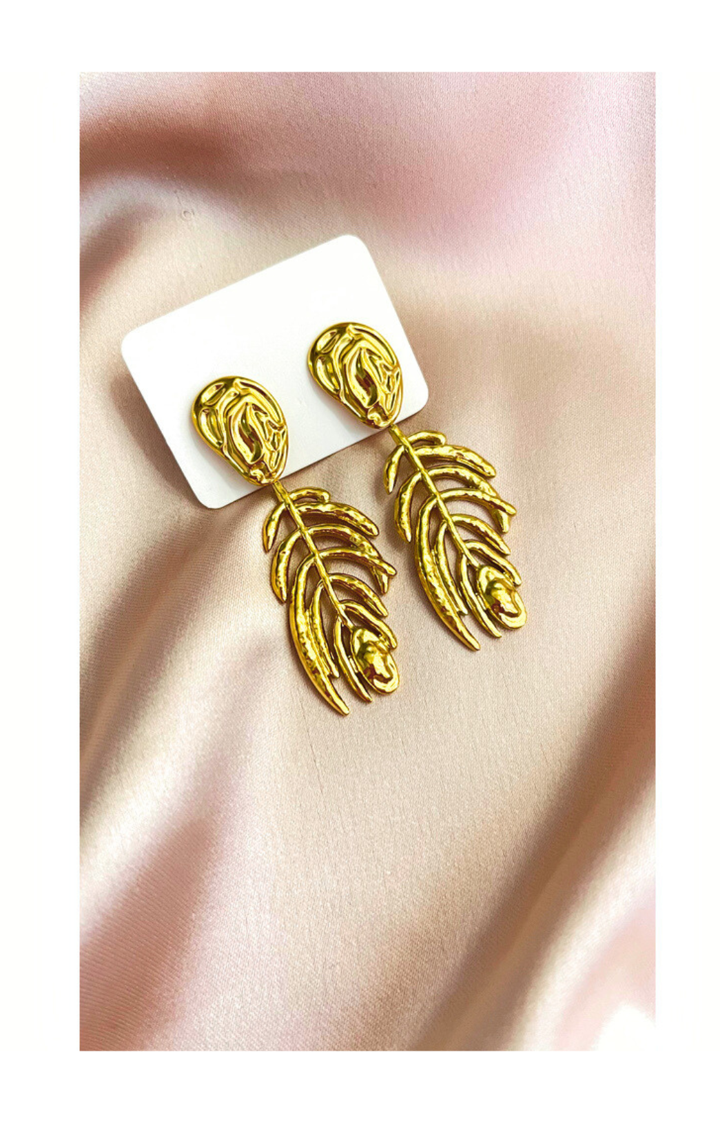Long Abstract earrings, Stainless Steel, 18k Gold Plated