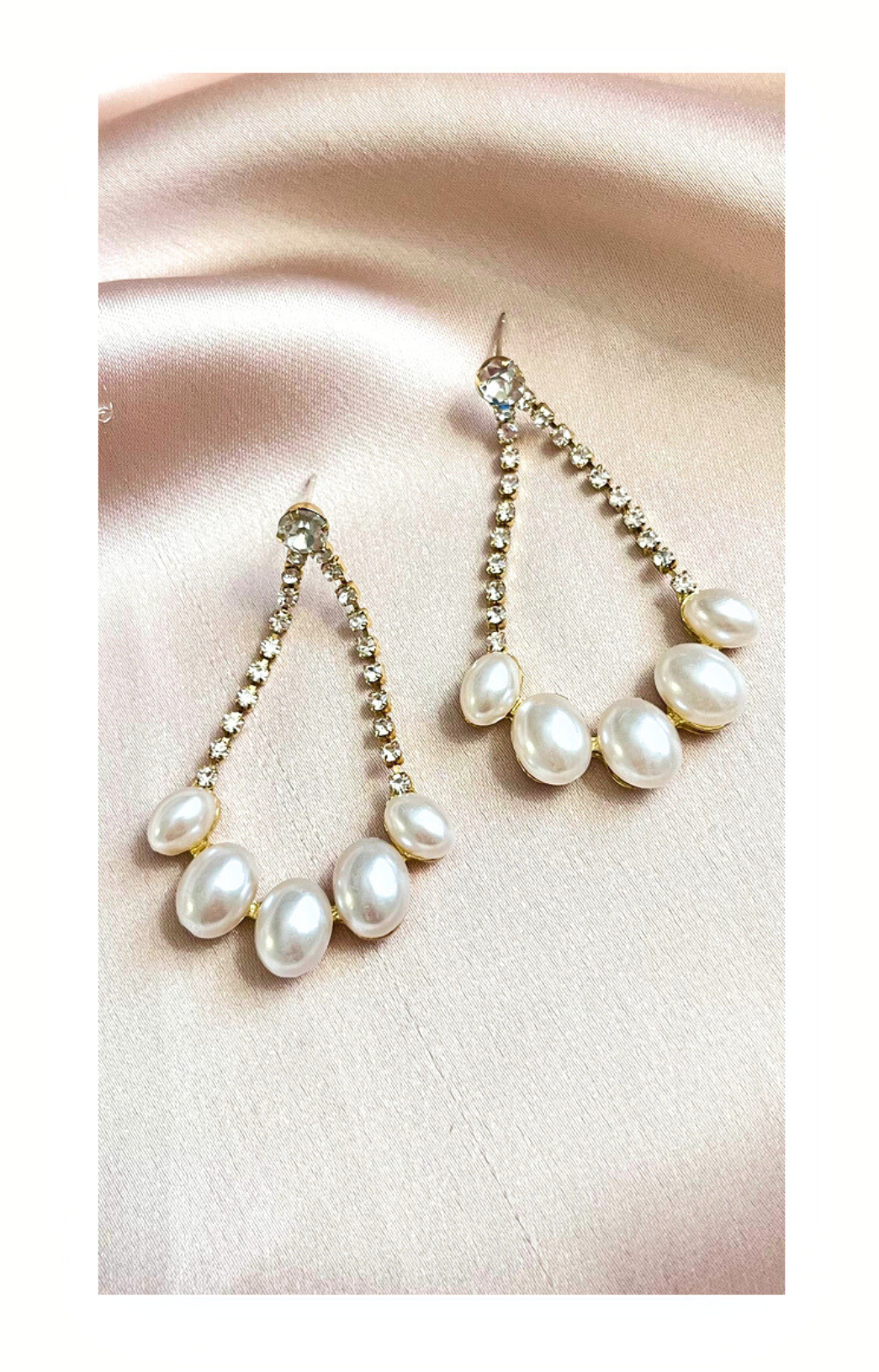 Elegant Drop Earrings with Zircon and Synthetic Pearl Inlay
