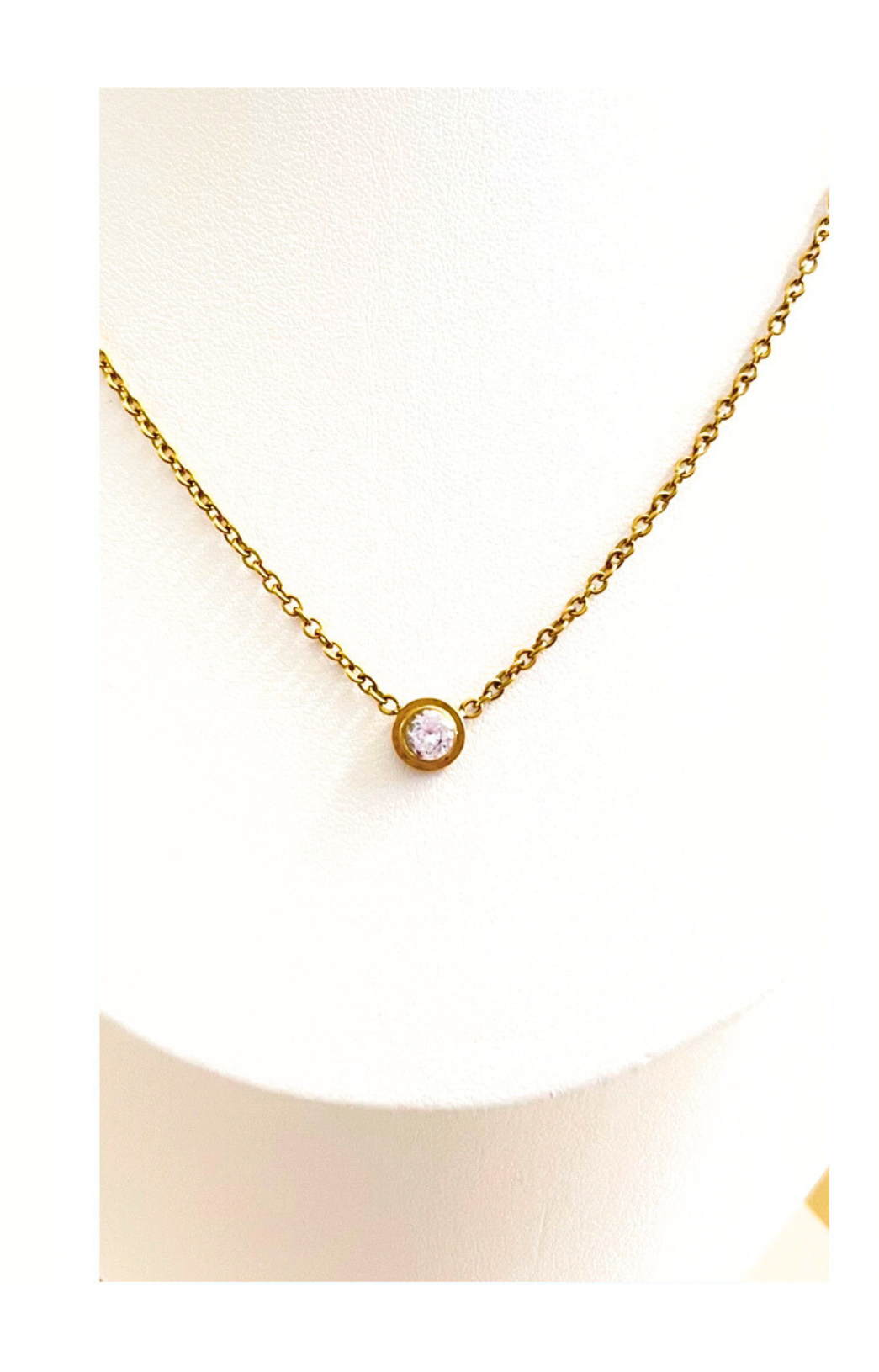 Stainless Steel Chain with Zircon Imitation Pendant