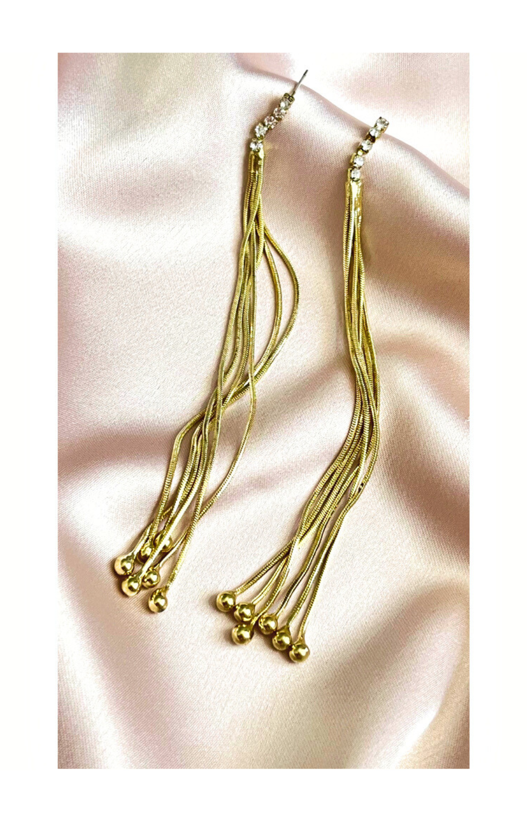 Long Chain Earrings, Copper, 18k Gold Plated