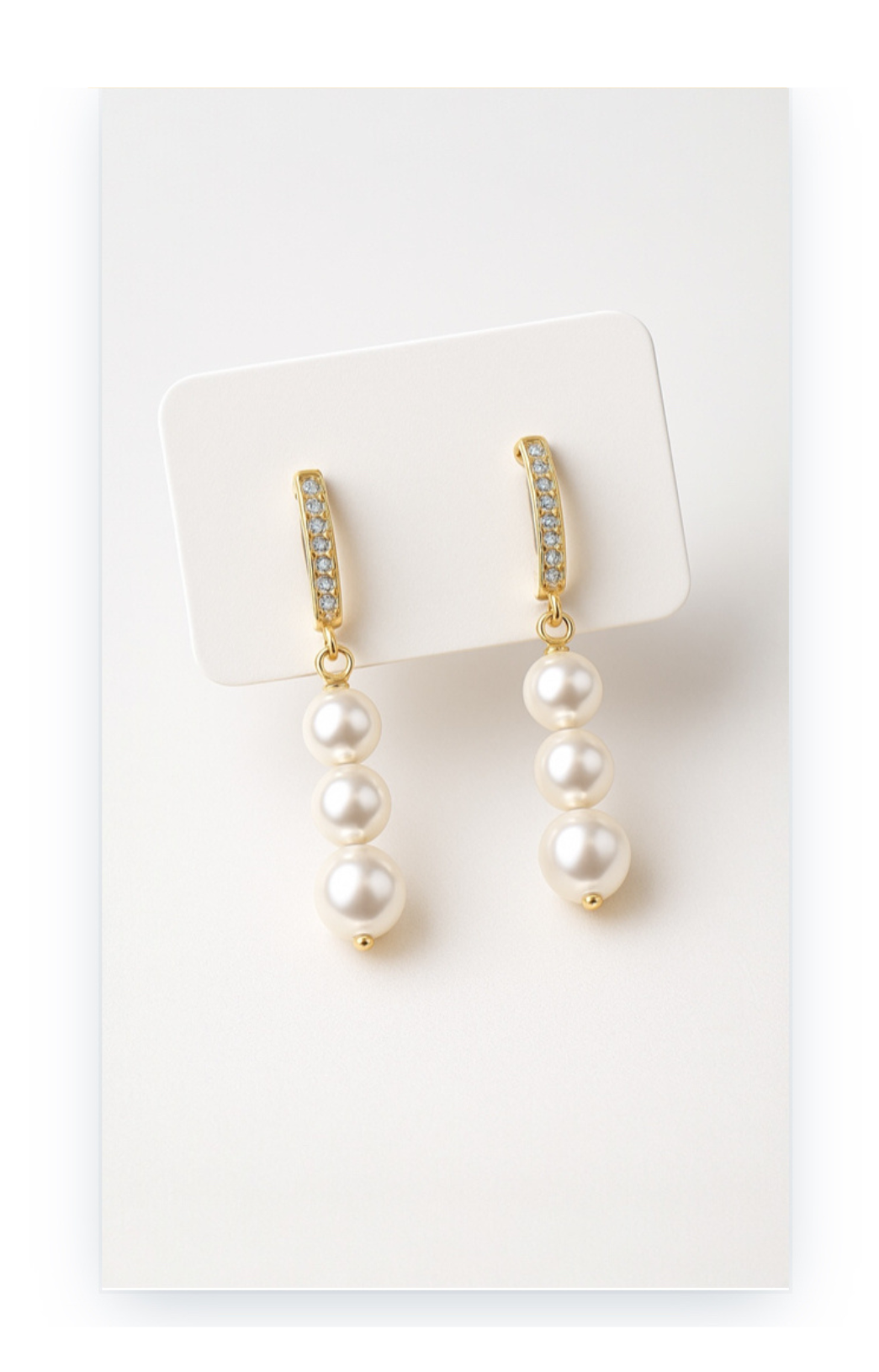 Gold-Plated Dangle Earrings with Synthetic Pearls and Zircons