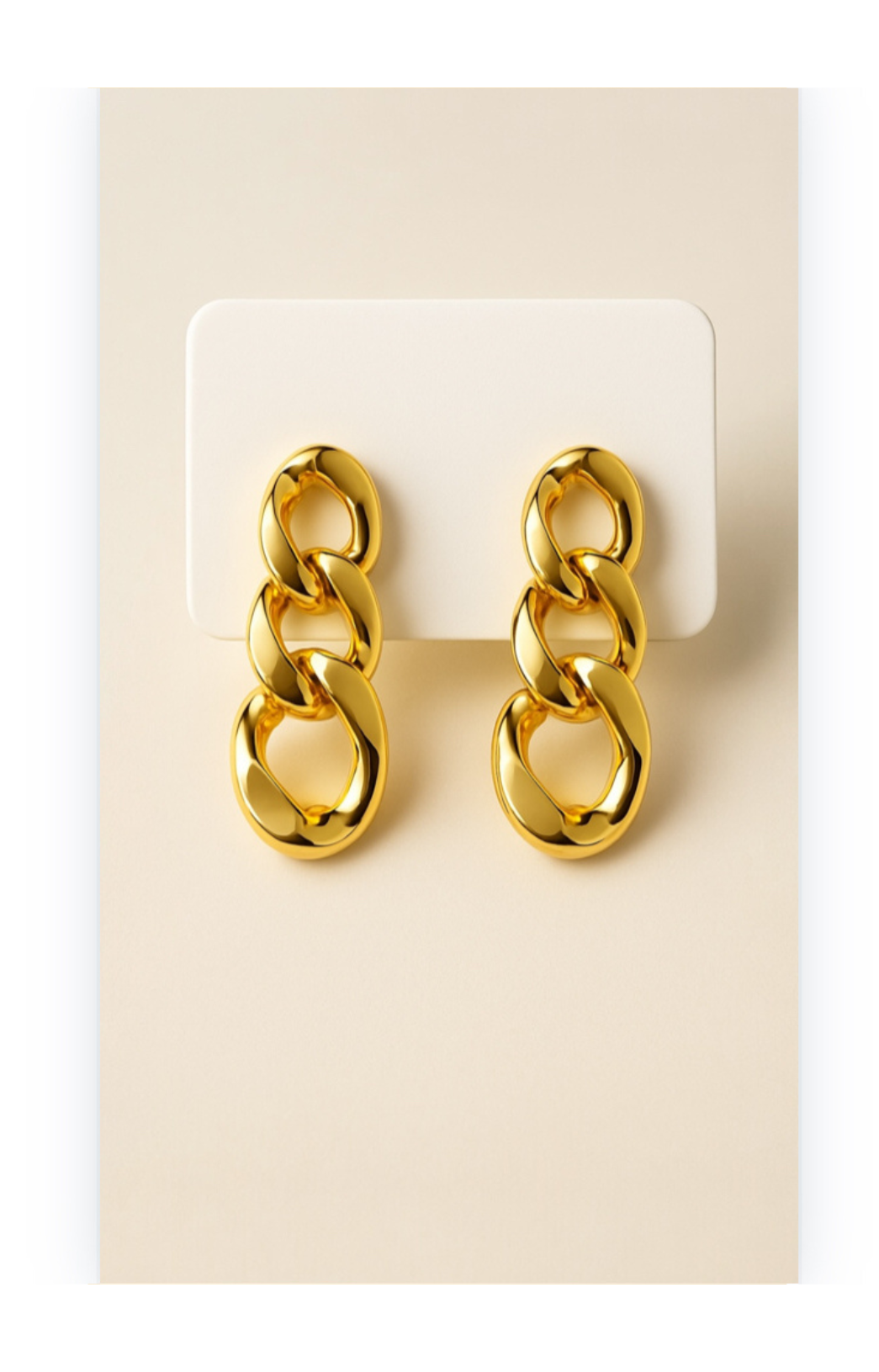 Thick Chain Dangle Earrings, Gold-Plated on Stainless Steel