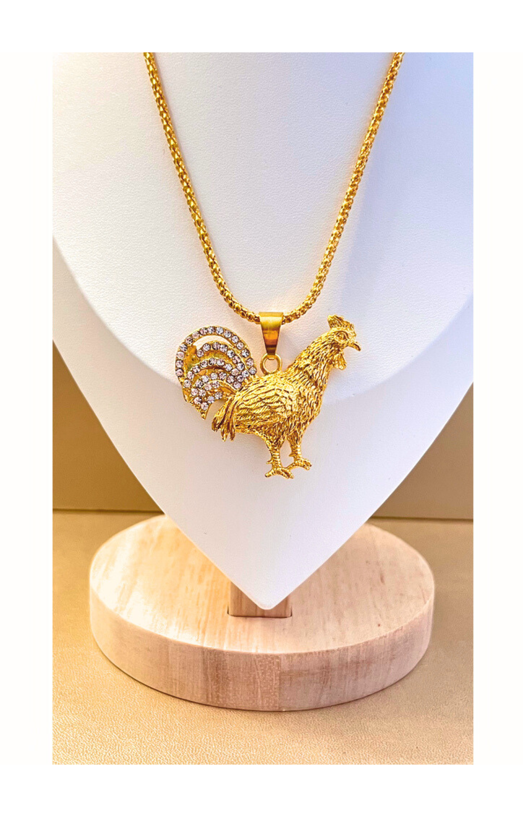 Golden Rooster Pendant Necklace for Men