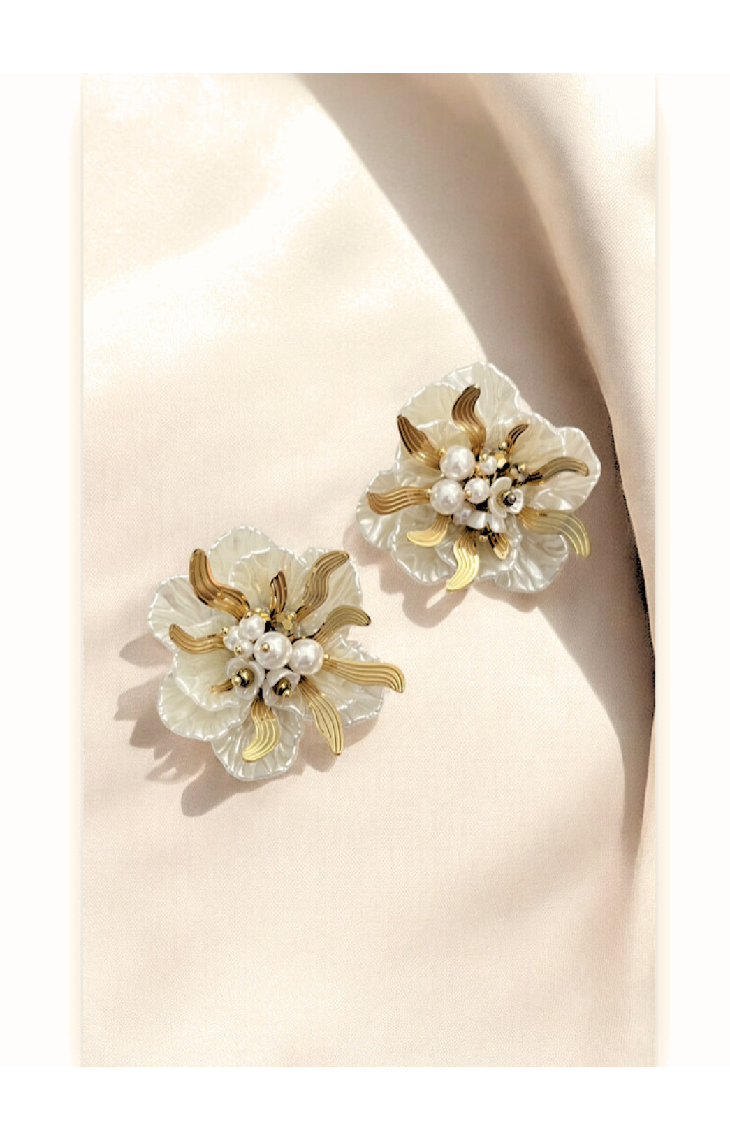 Stainless Steel-14k plated Flower Earrings