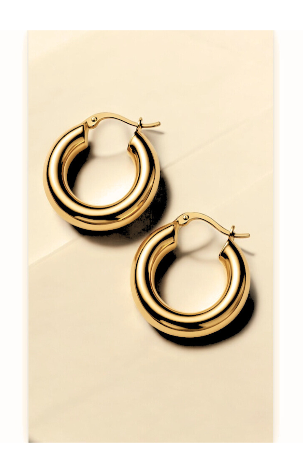Medium-sized hoop earrings, stainless steel, gold-plated, classic style