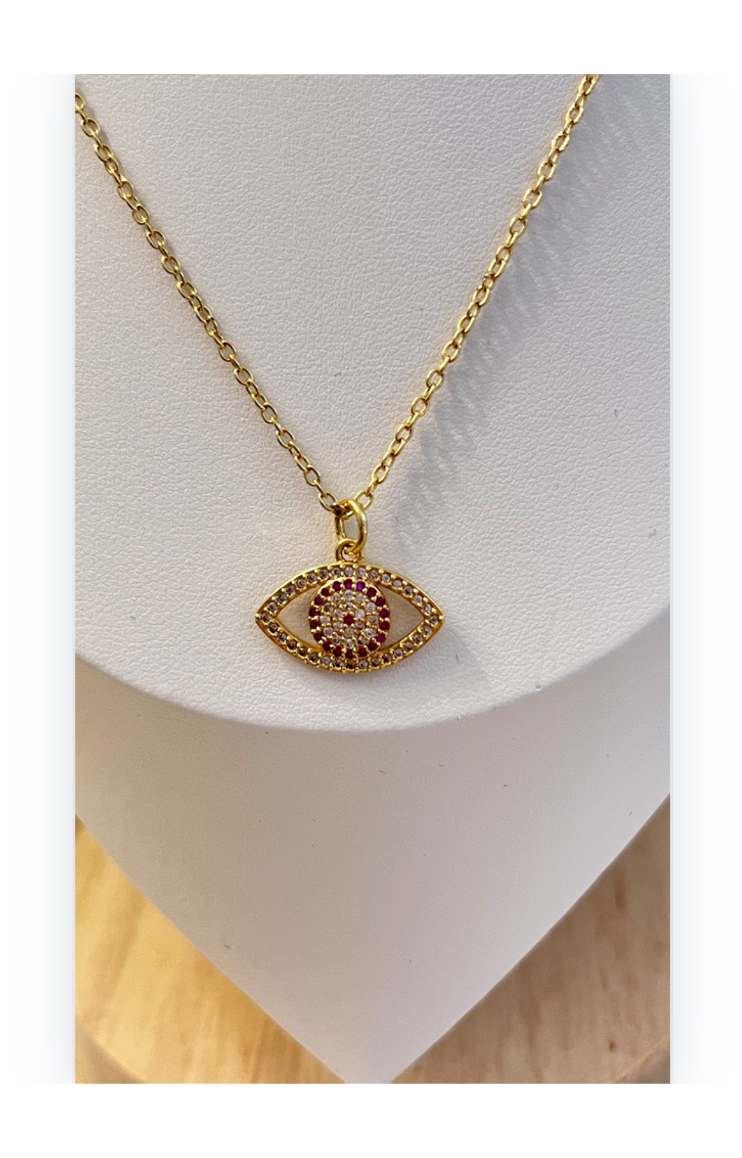 Evil Eyes Pendant Chain with Zircon Inlay